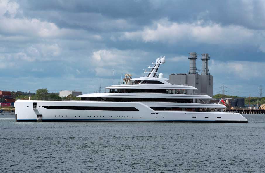 White superyacht at sea