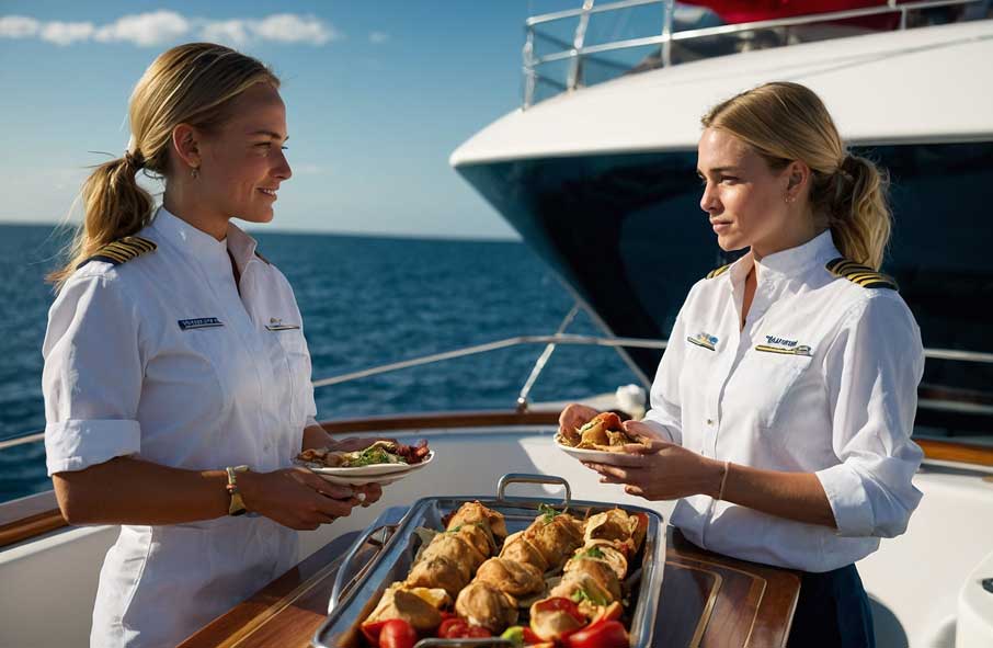 Yacht Stewards Serving Food